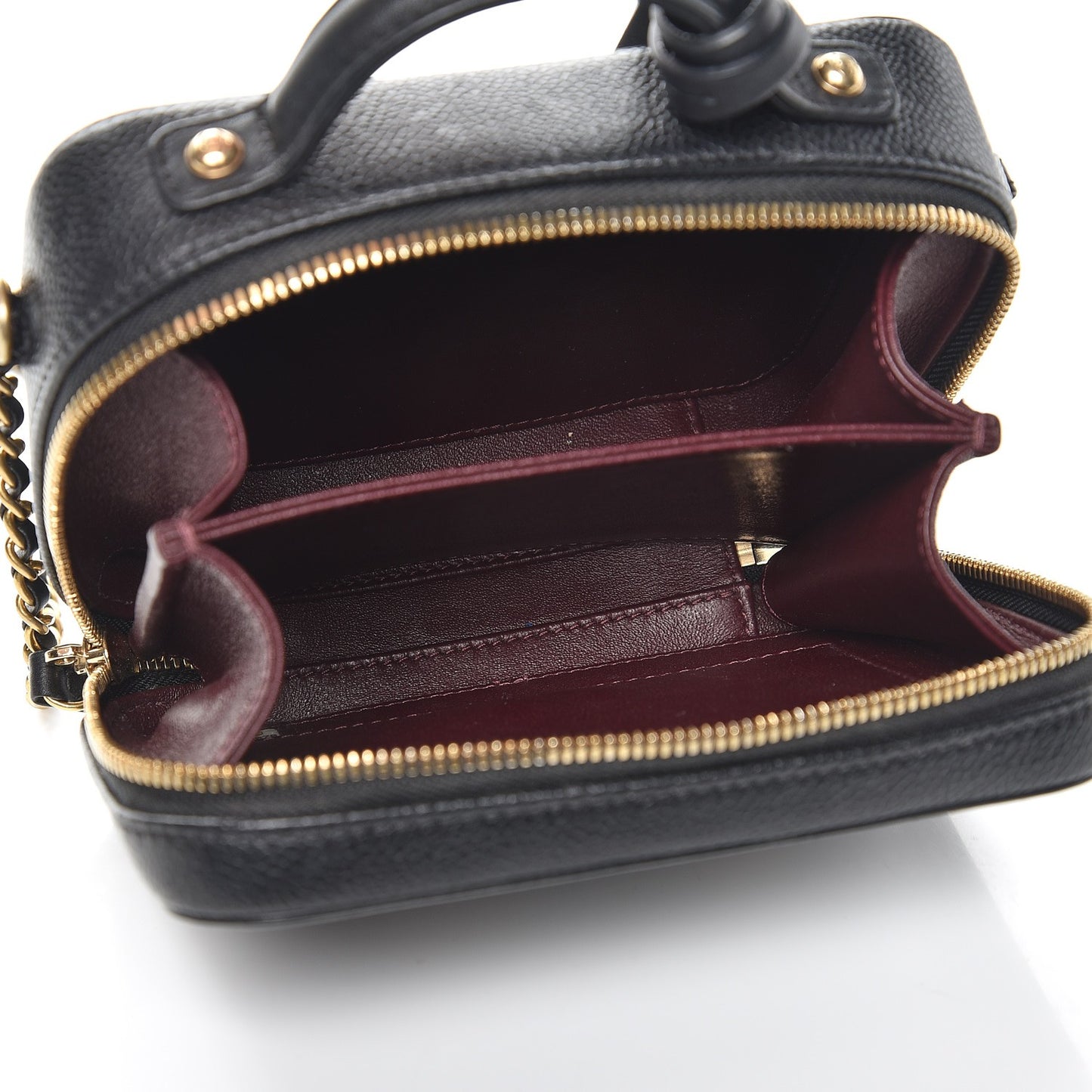 Caviar Quilted Small CC Filigree Vanity Case Black