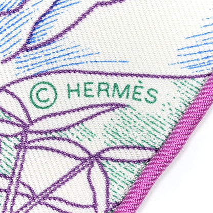 Hermes Silk Twill Faubourg Tropical Square 45 Rose Bleu Vert 3 of 4