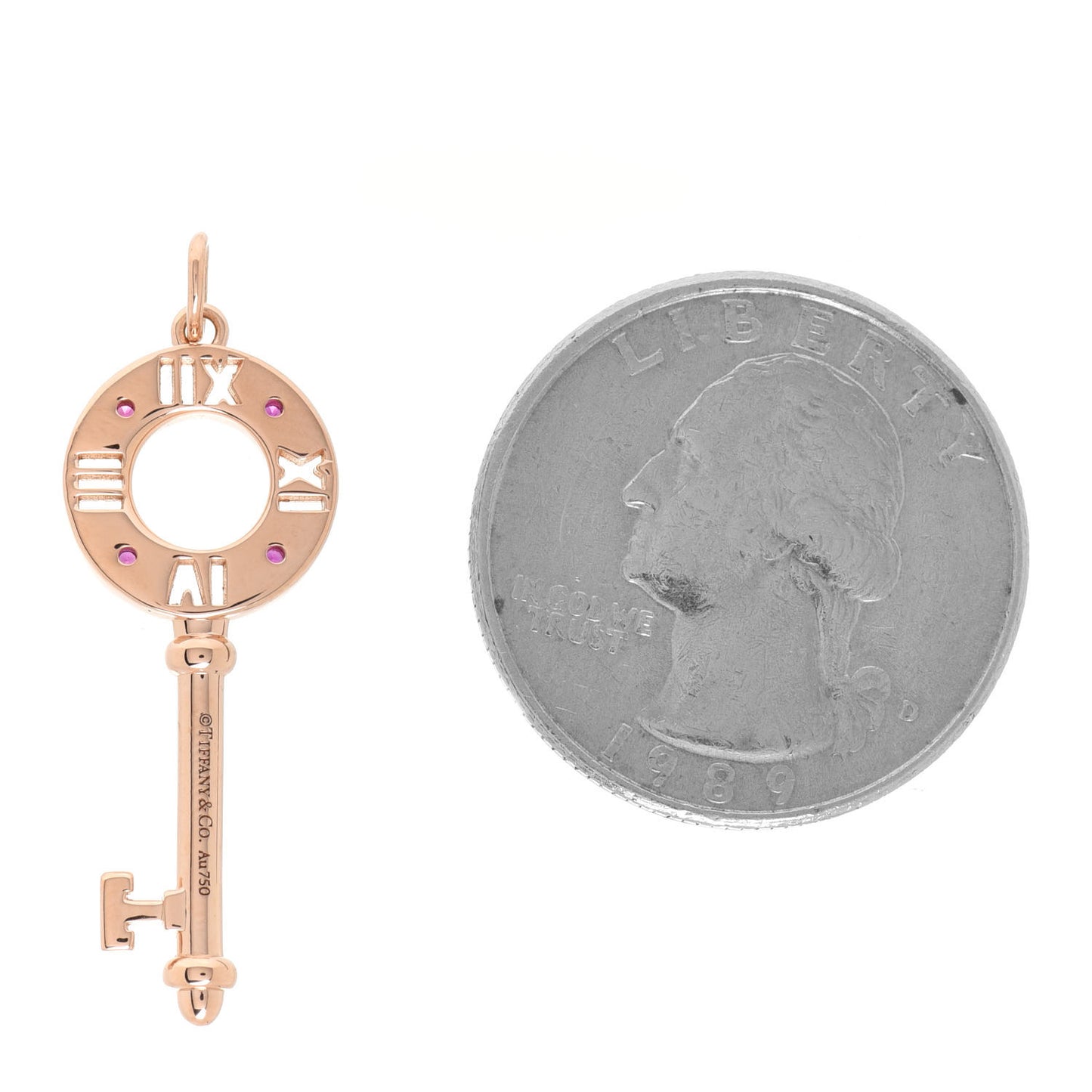 18K Rose Gold Ruby Atlas Pierced Key Pendant