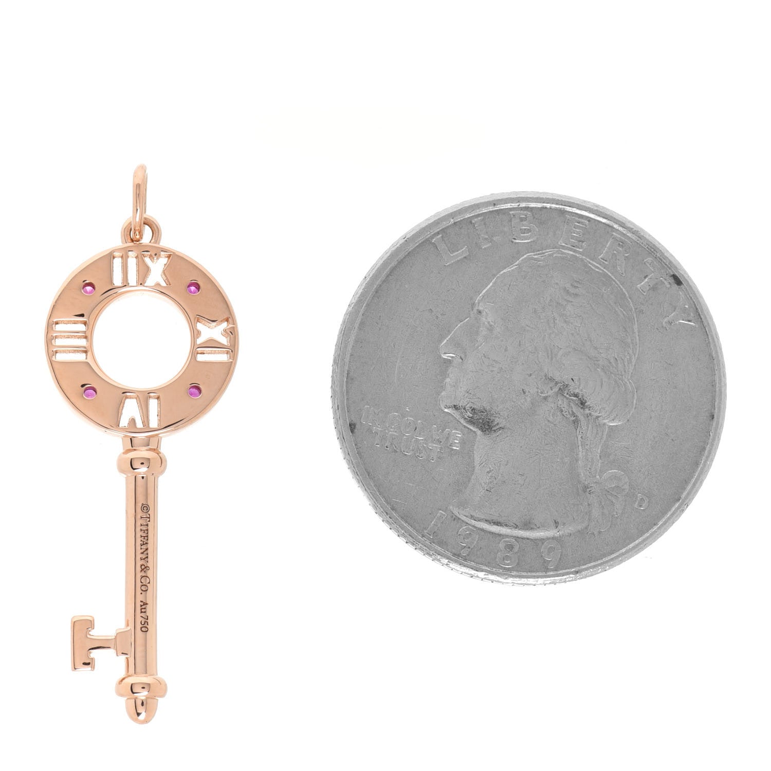 Tiffany 18K Rose Gold Ruby Atlas Pierced Key Pendant 2 of 4