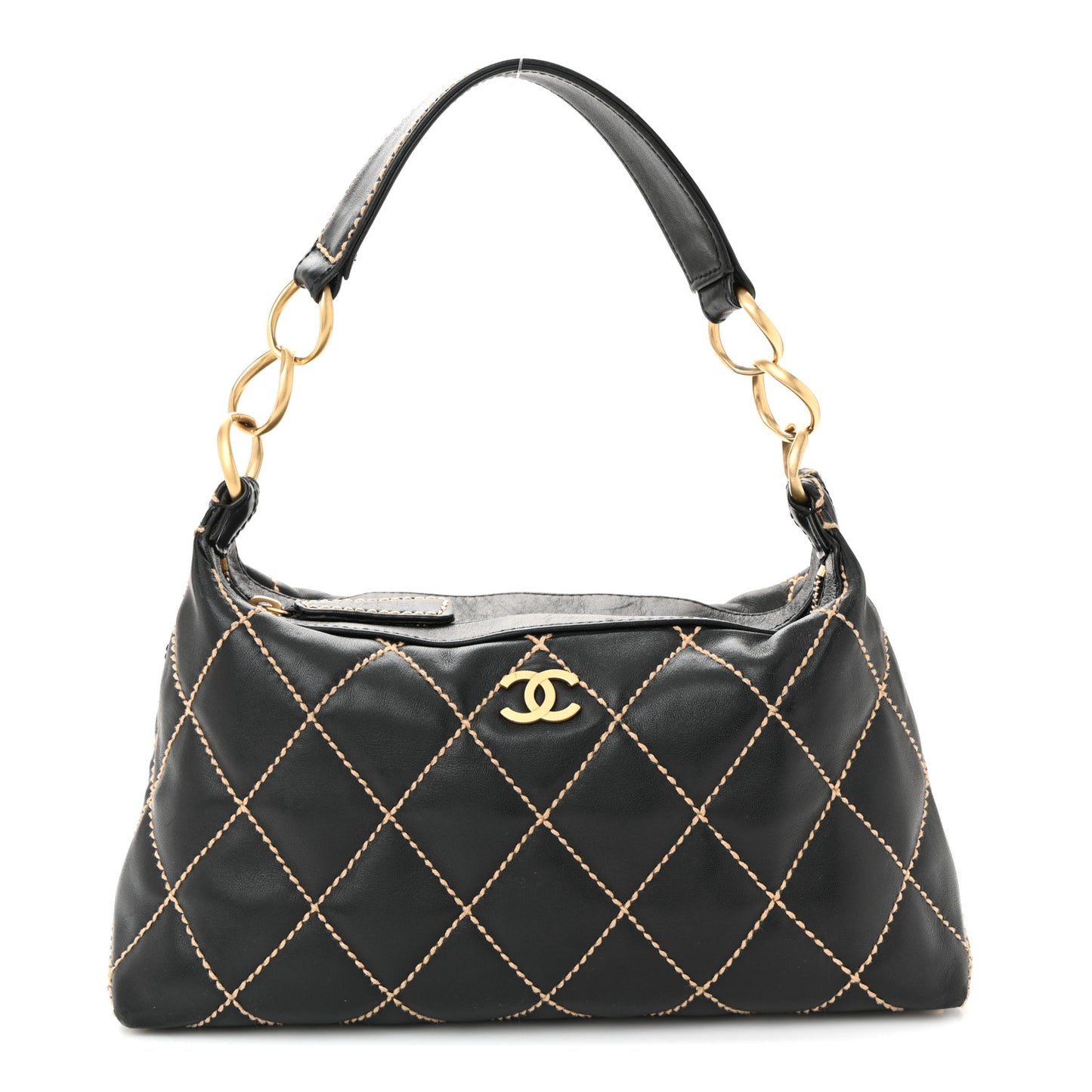Calfskin Wild Stitch Hobo Black