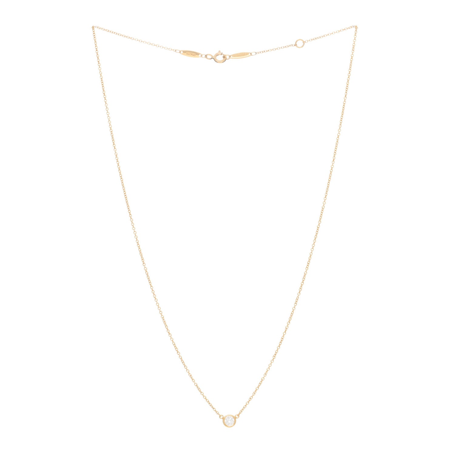 Tiffany 18K Yellow Gold Diamond .19ct Elsa Peretti Diamonds by the Yard Pendant Necklace 2 of 3