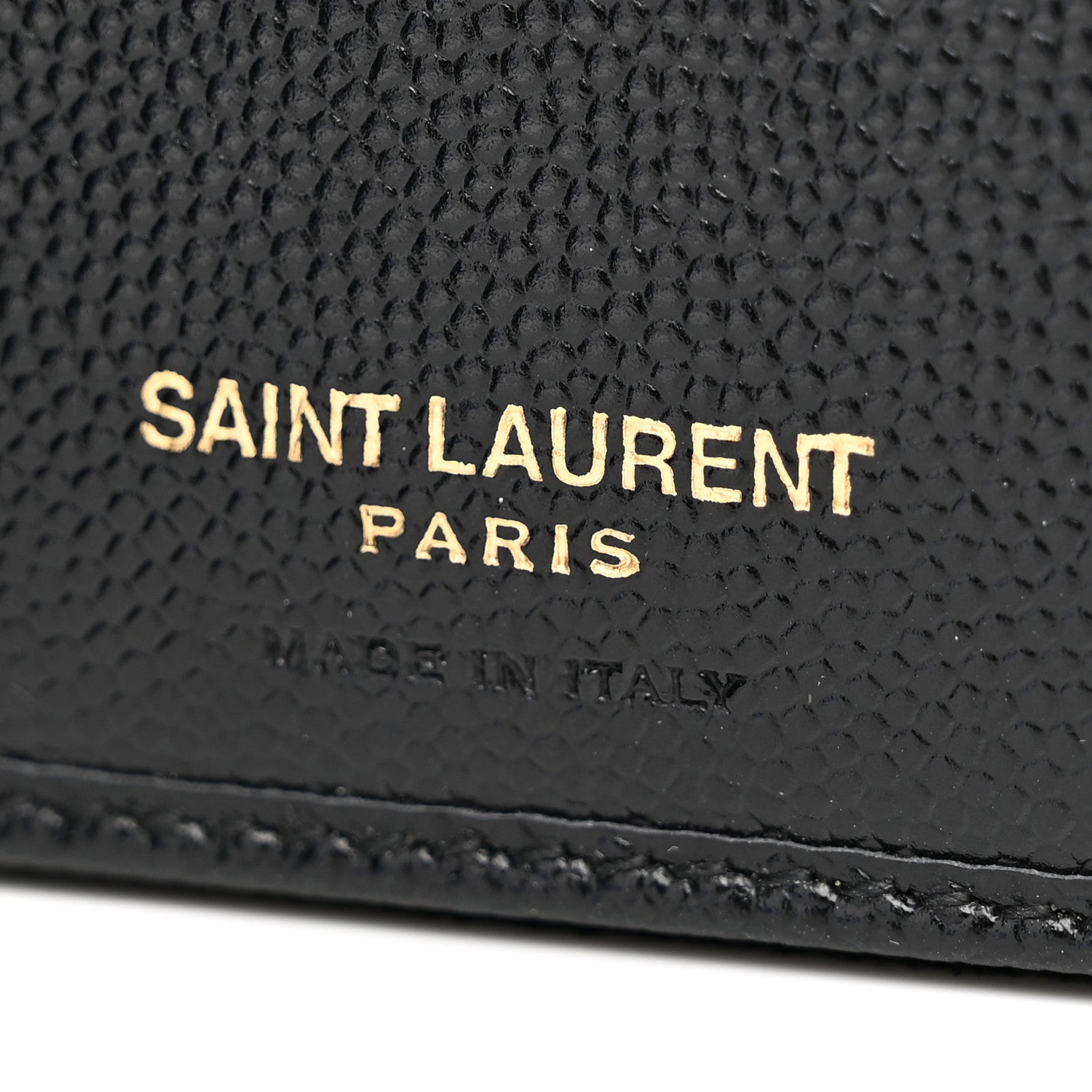Saint Laurent Grain De Poudre Matelasse Chevron Monogram Compact Zip Around Wallet Black 6 of 7