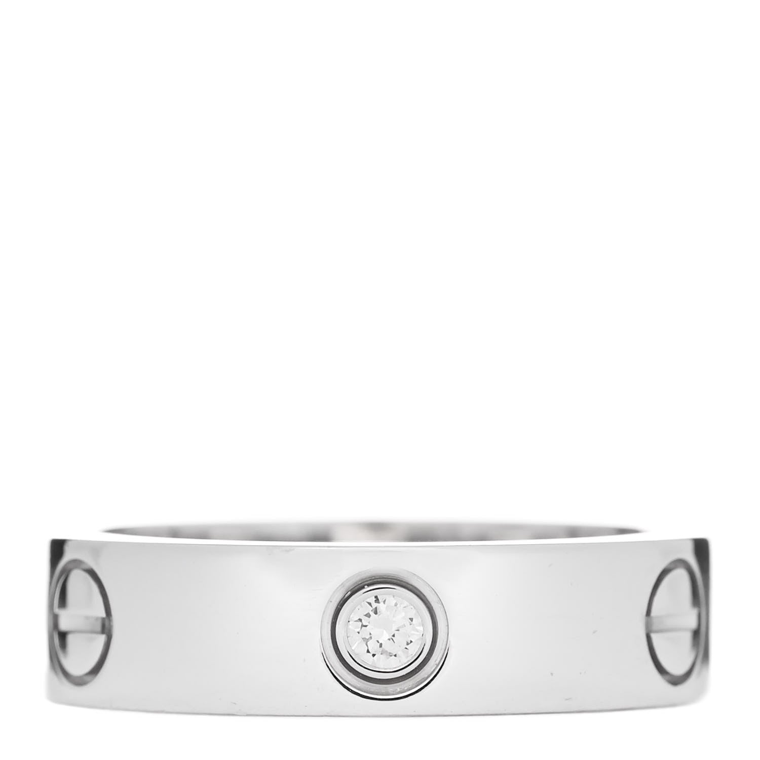 Cartier 18K White Gold 3 Diamond 5.5mm LOVE Ring 58 8.5 1 of 6