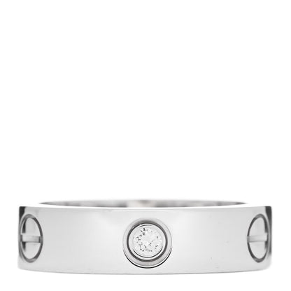 Cartier 18K White Gold 3 Diamond 5.5mm LOVE Ring 58 8.5 1 of 6