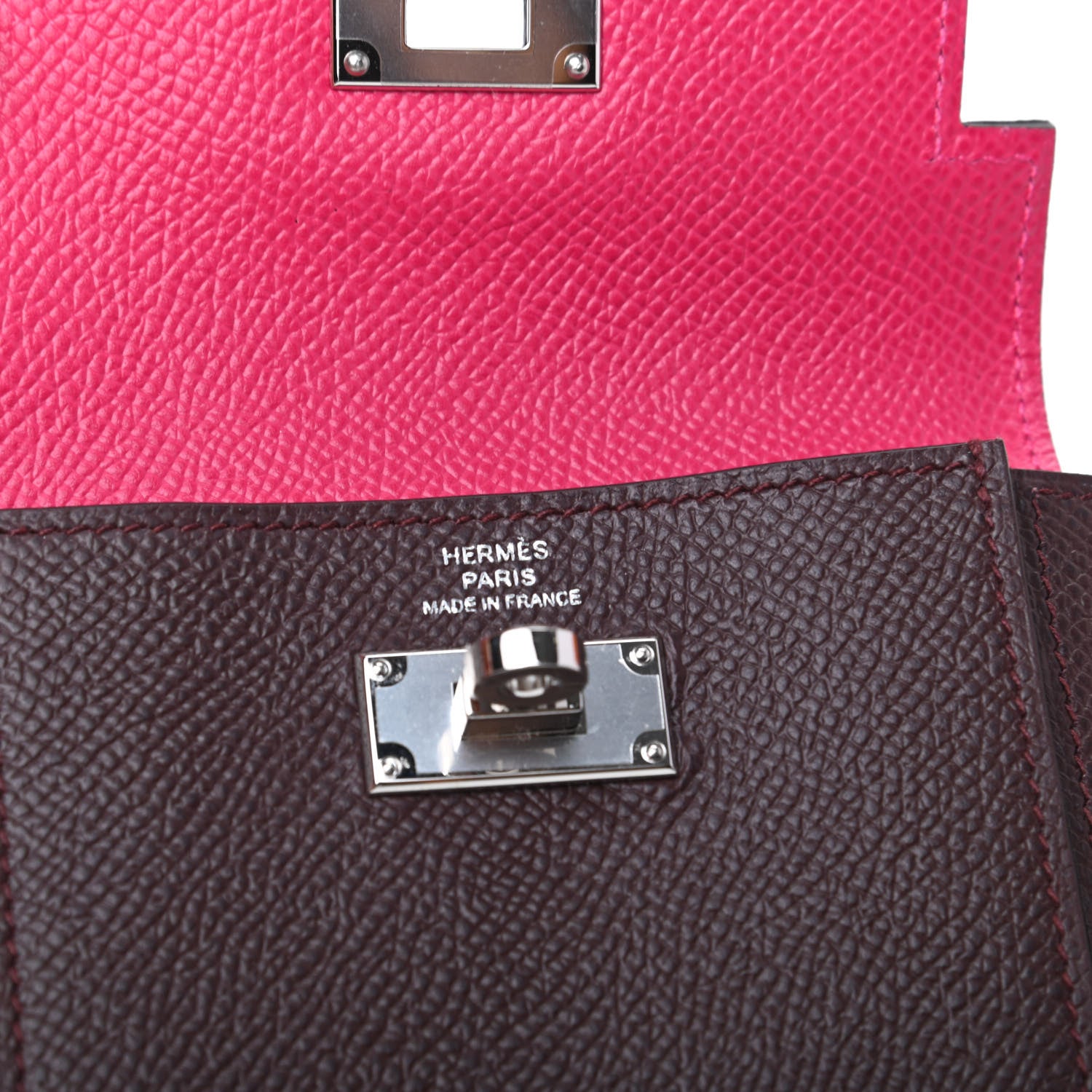 Hermes Epsom Kelly Pocket Compact Wallet Rouge Sellier Framboise Rose Shocking 6 of 8