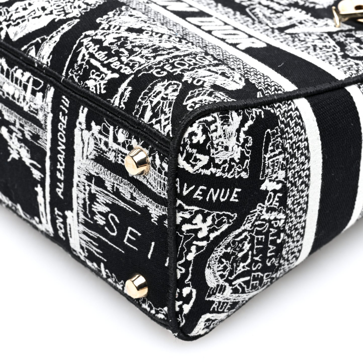 Canvas Embroidered Medium Plan de Paris Lady D-Lite Black White
