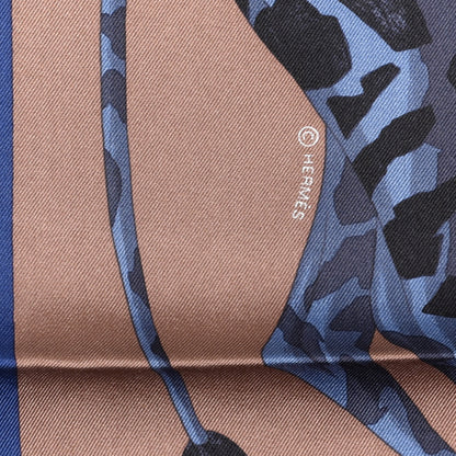 Hermes Silk Story Scarf 90 Marron Glace Bleu Nuit 5 of 6