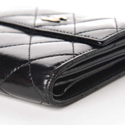 Chanel Patent Quilted Compact French Flap Wallet Black 10 of 16