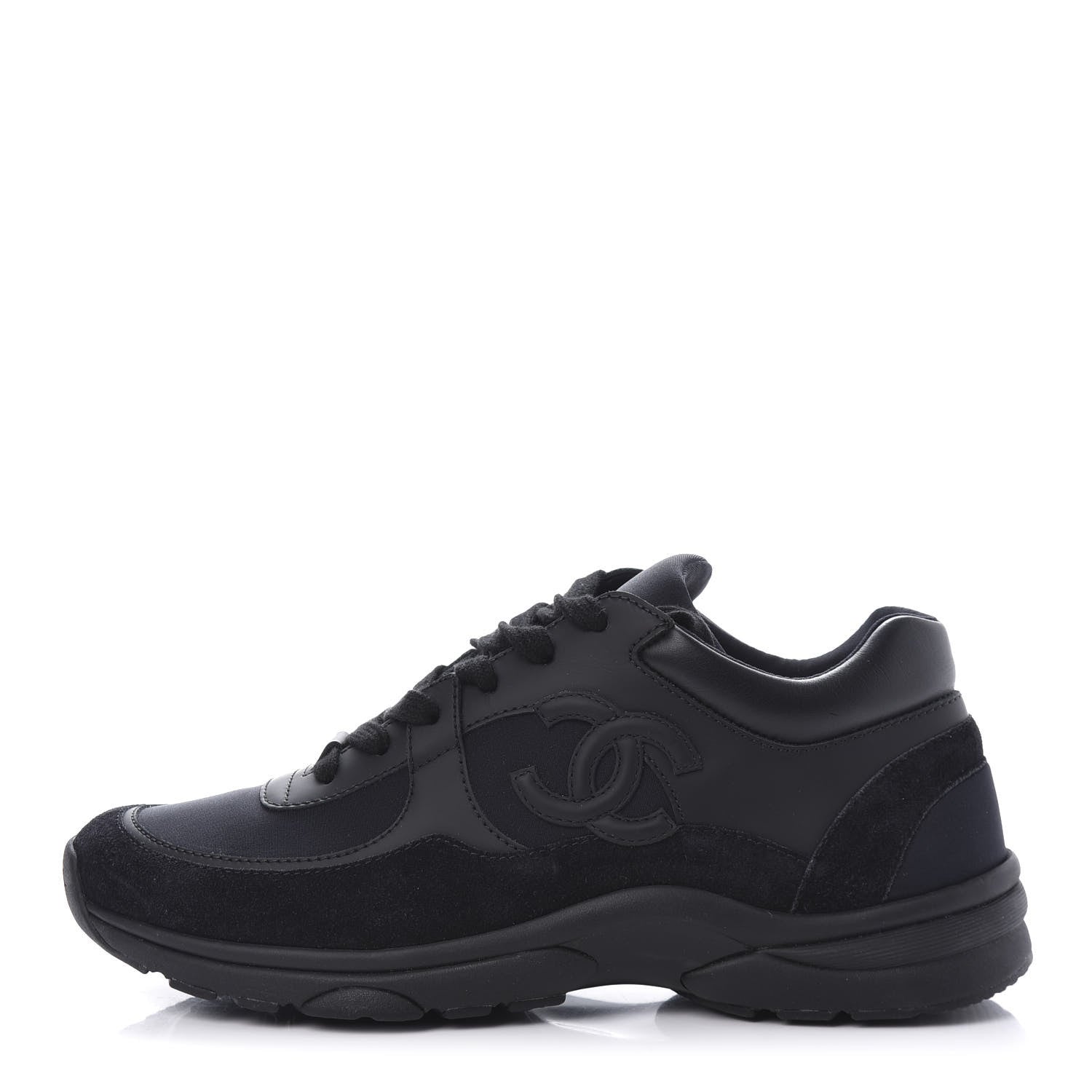 Chanel Toile Suede Calfskin CC Sneakers 39 Black 1 of 8