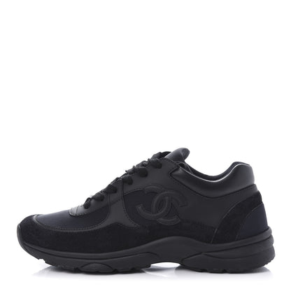 Chanel Toile Suede Calfskin CC Sneakers 39 Black 1 of 8
