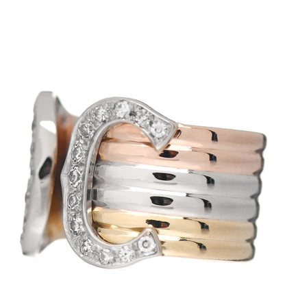Cartier 18K Pink Yellow White Gold Diamond 13mm C De Cartier Ring 48 4.5 3 of 5