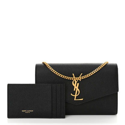 Saint Laurent Grain De Poudre Uptown Chain Wallet Black 3 of 11