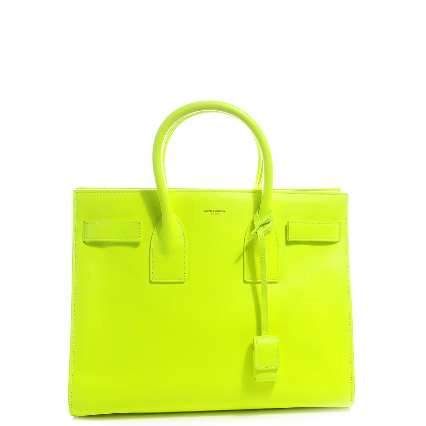 Leather Small Sac de Jour Bag Neon Yellow