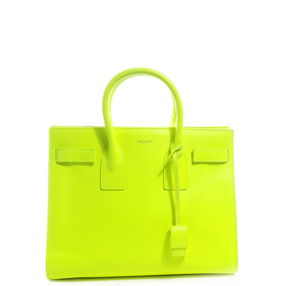 Saint Laurent Leather Small Sac de Jour Bag Neon Yellow 1 of 10