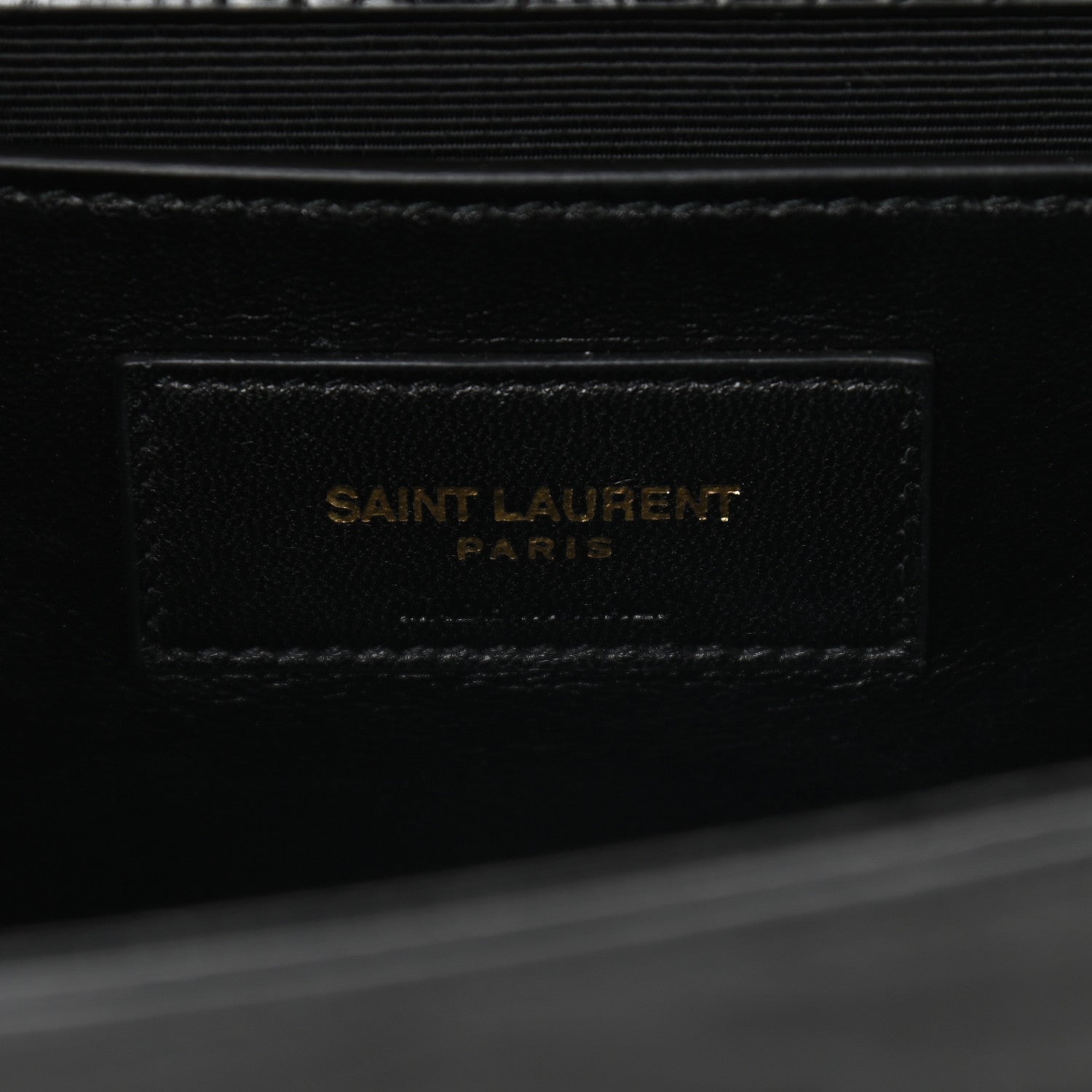 Saint Laurent Calfskin Crocodile Embossed Medium Classic Monogram Kate Tassel Satchel Black 6 of 8