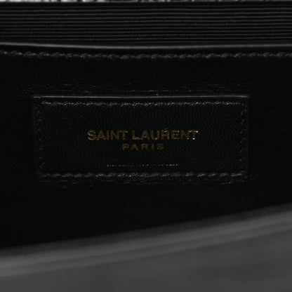 Saint Laurent Calfskin Crocodile Embossed Medium Classic Monogram Kate Tassel Satchel Black 6 of 8