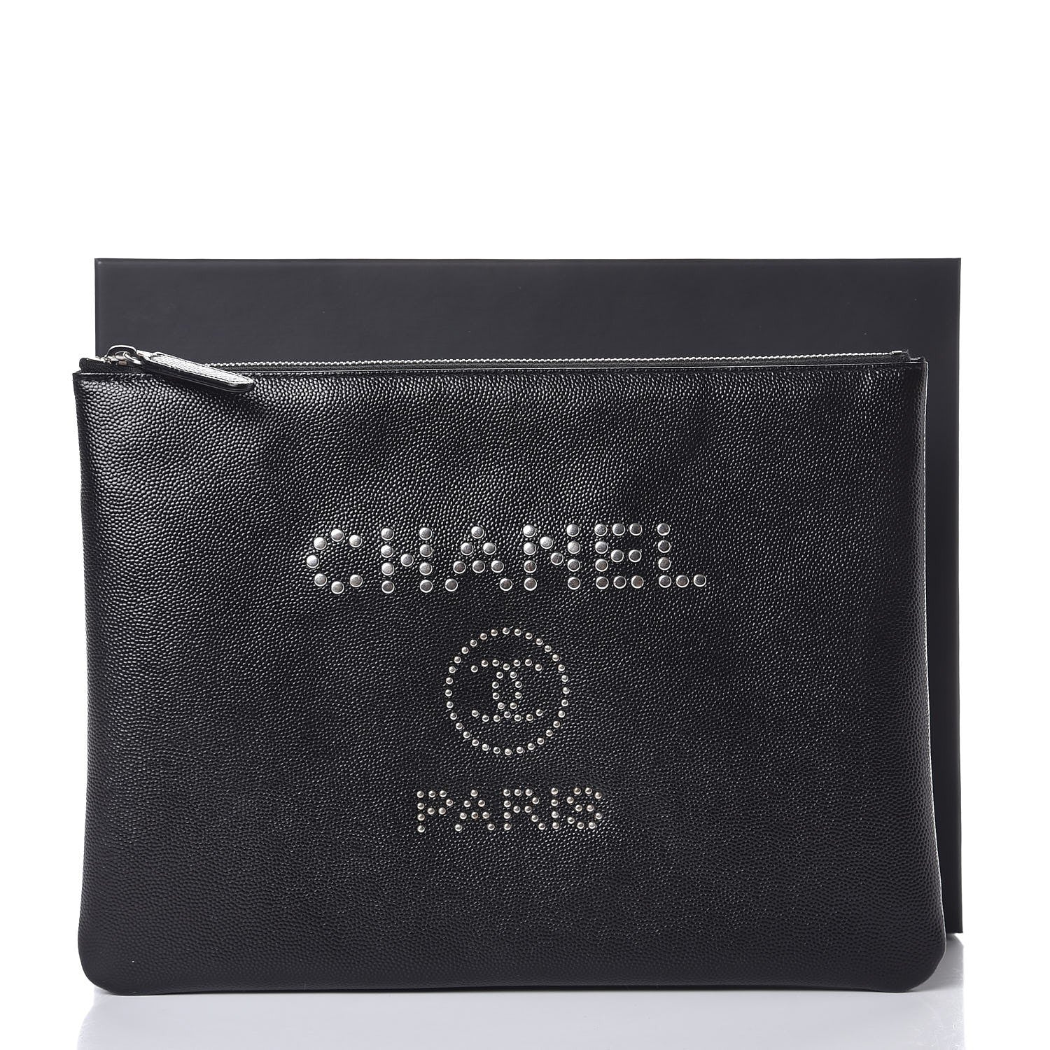 Chanel Caviar Studded Medium Deauville Pouch Black 8 of 8