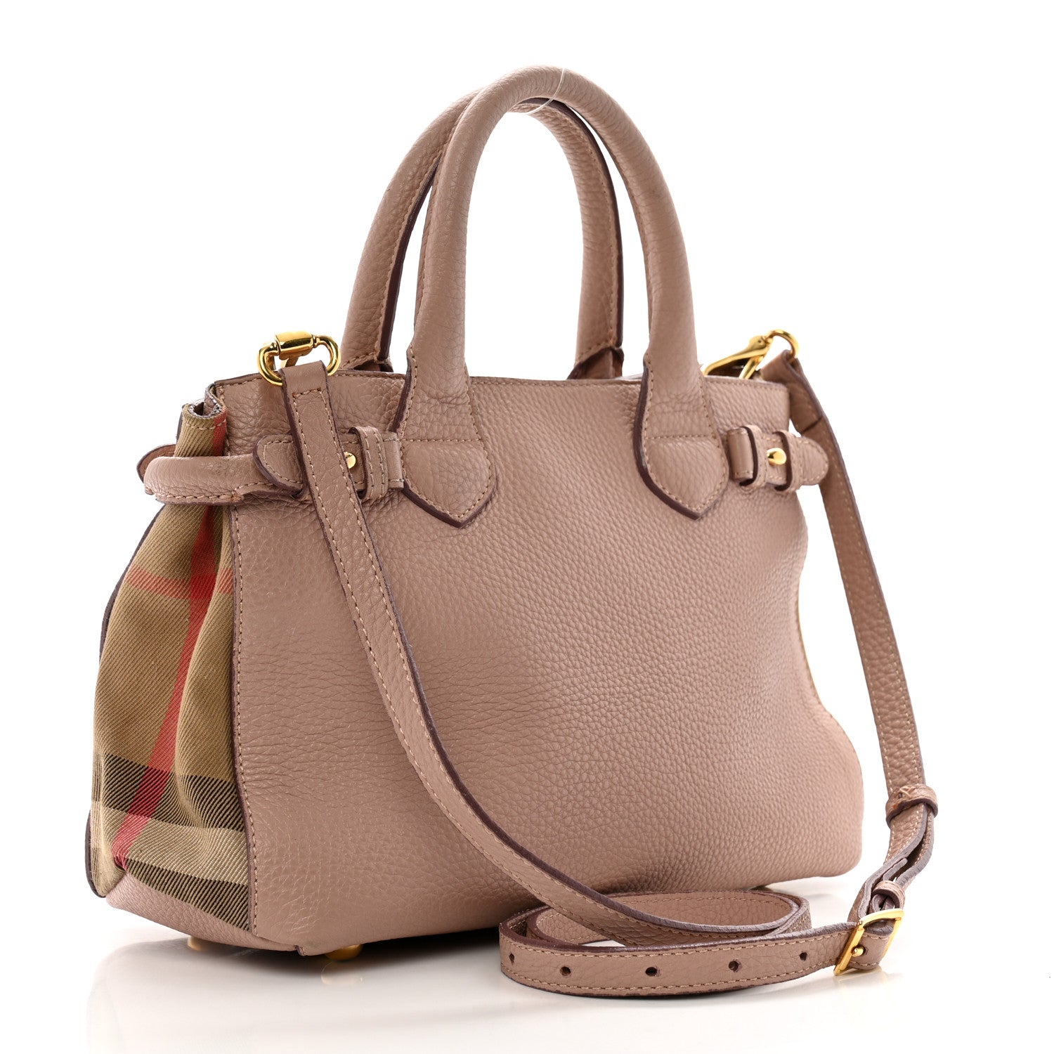 Burberry Grainy Calfskin House Check Small Banner Tote Pale Orchid 3 of 13