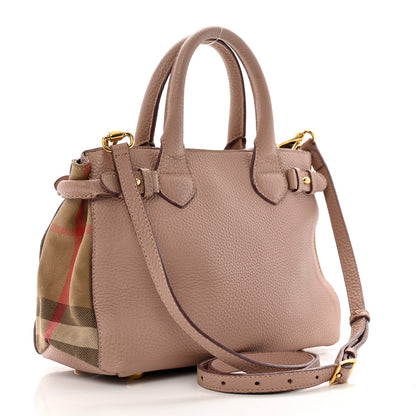 Burberry Grainy Calfskin House Check Small Banner Tote Pale Orchid 3 of 13