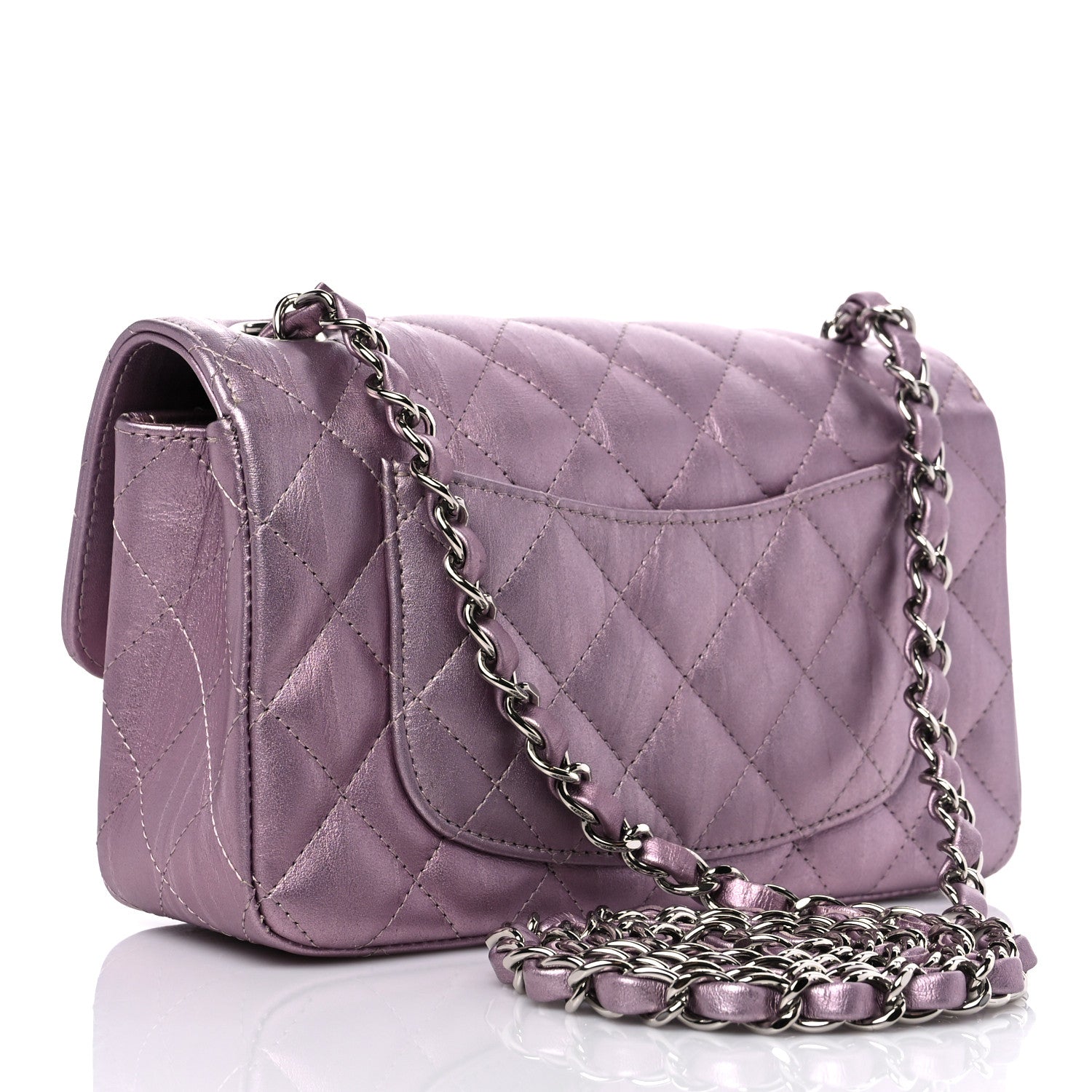 Chanel Metallic Calfskin Quilted Mini Rectangular Flap Pink 3 of 12