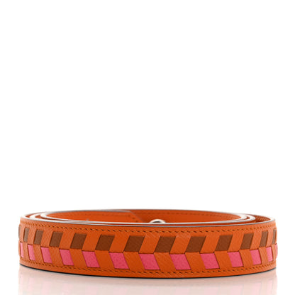 Hermes Epsom 25mm Tressage Shoulder Strap Orange Gold Rose Azalee 2 of 5