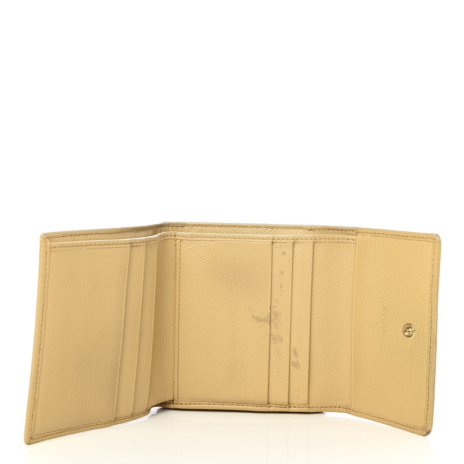 Chanel Grained Calfskin CC Button Compact Wallet Beige 6 of 11