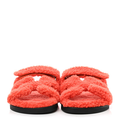 Hermes Woolskin Womens Chypre Sandals 39 Orange 2 of 8