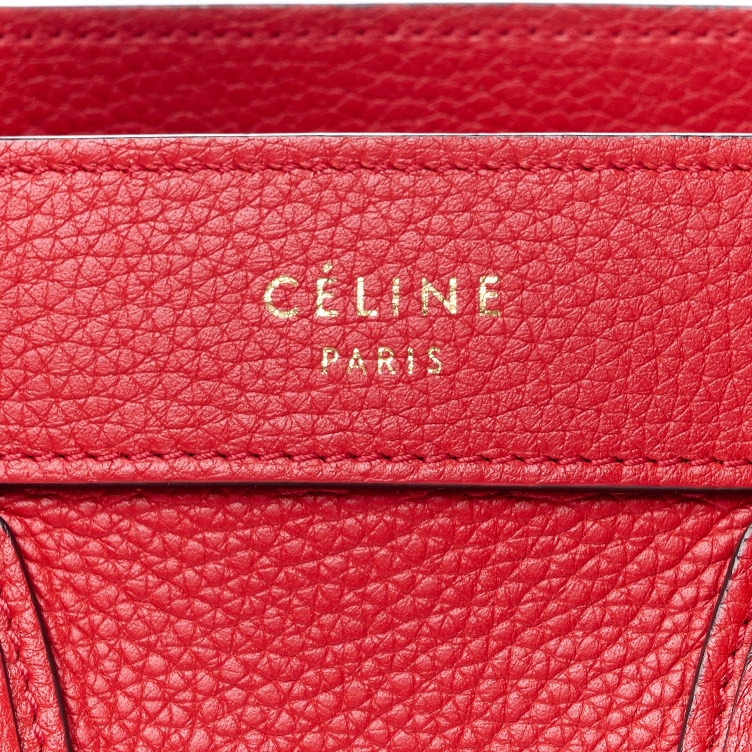 Celine Drummed Calfskin Nano Luggage Red 7 of 10