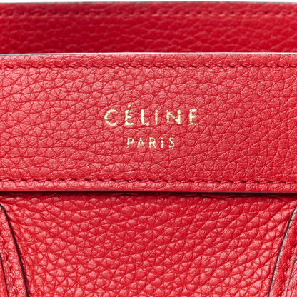 Celine Drummed Calfskin Nano Luggage Red 7 of 10
