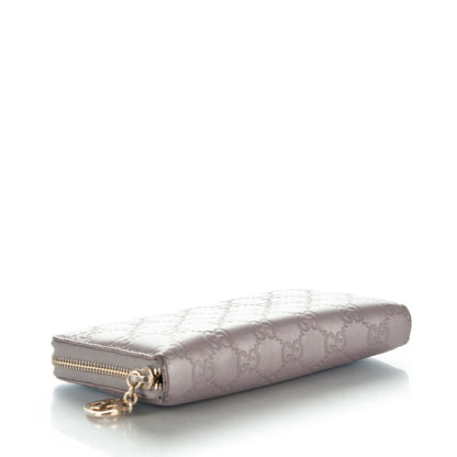 Gucci Metallic Soft Guccissima Margaux Calfskin Lovely Zip Around Wallet Senanque 4 of 8