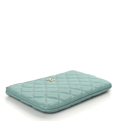 Chanel Shiny Caviar Quilted Cosmetic Case Light Blue 4 of 9