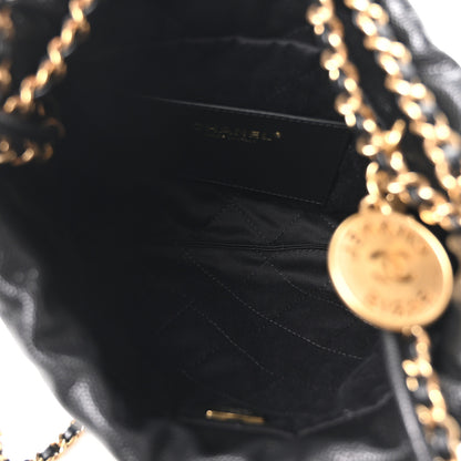 Chanel Shiny Caviar Quilted Monochrome Mini Chanel 22 Black 5 of 11