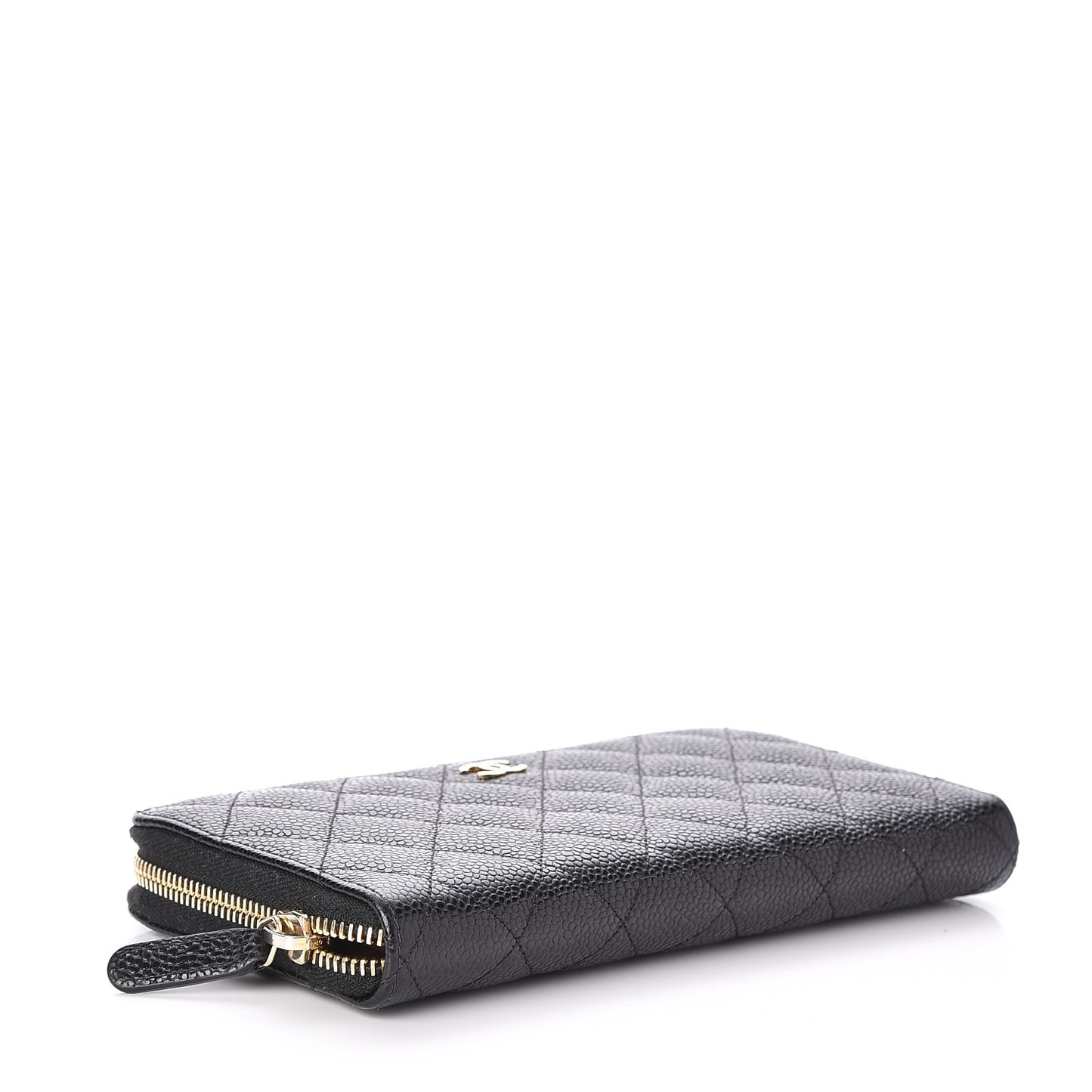 Caviar Quilted Large Gusset Zip Around Wallet Black