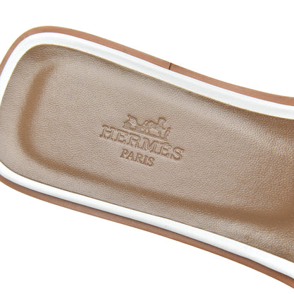 Hermes Box Calfskin Oran Sandals 37 White 6 of 12