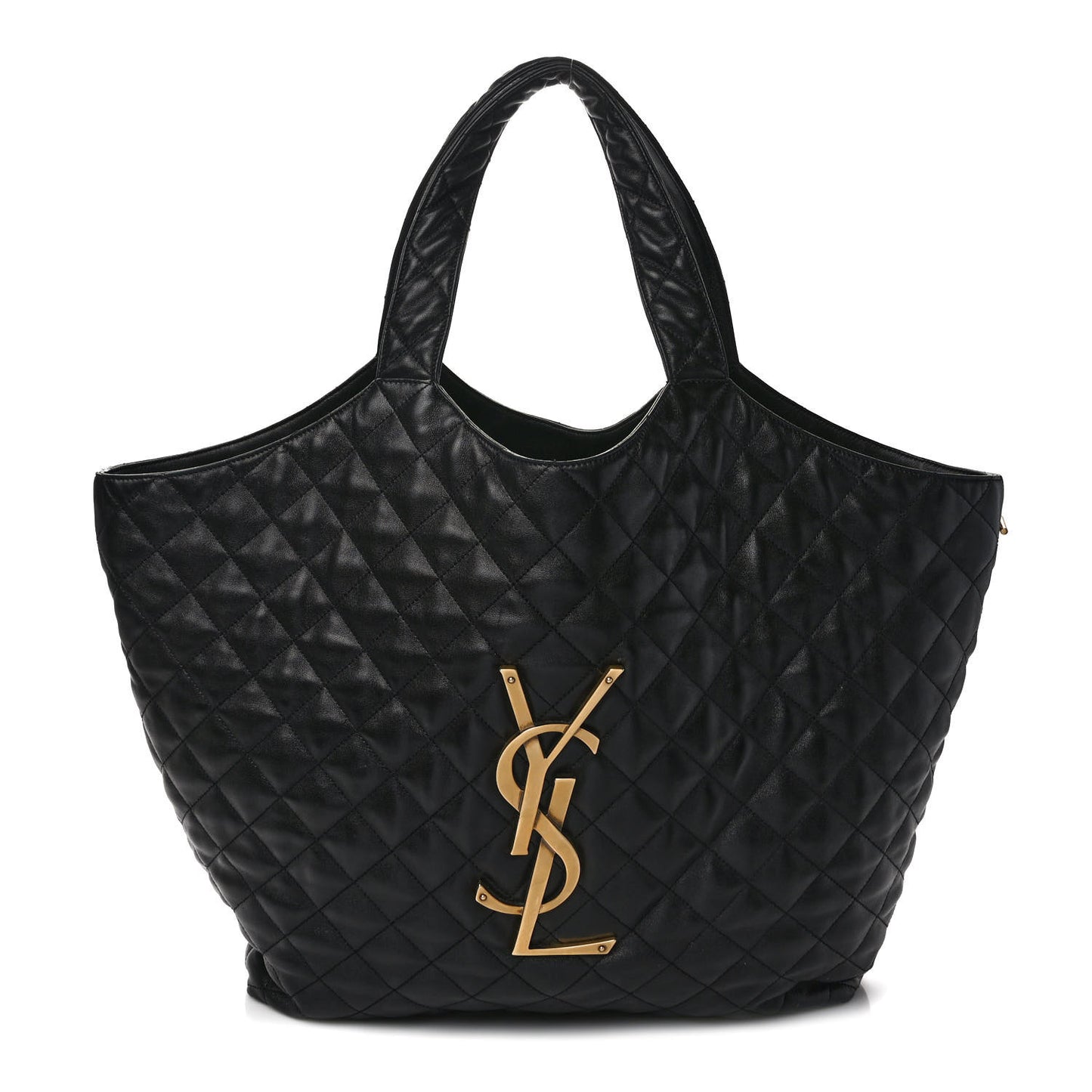 Lambskin Quilted Maxi Icare Shopping Tote Black