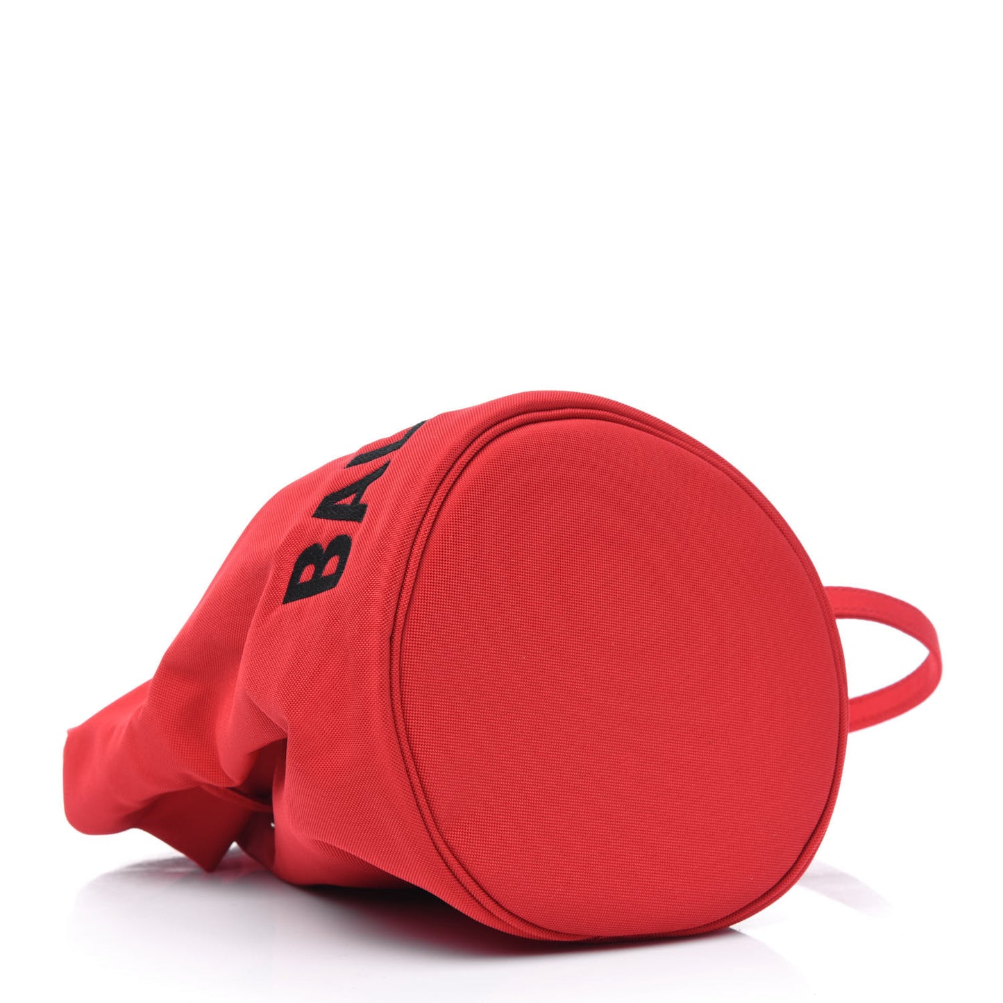 Recycled Sport Nylon Logo Embroidered Wheel Drawstring Bucket Bag XS Bright Red Black