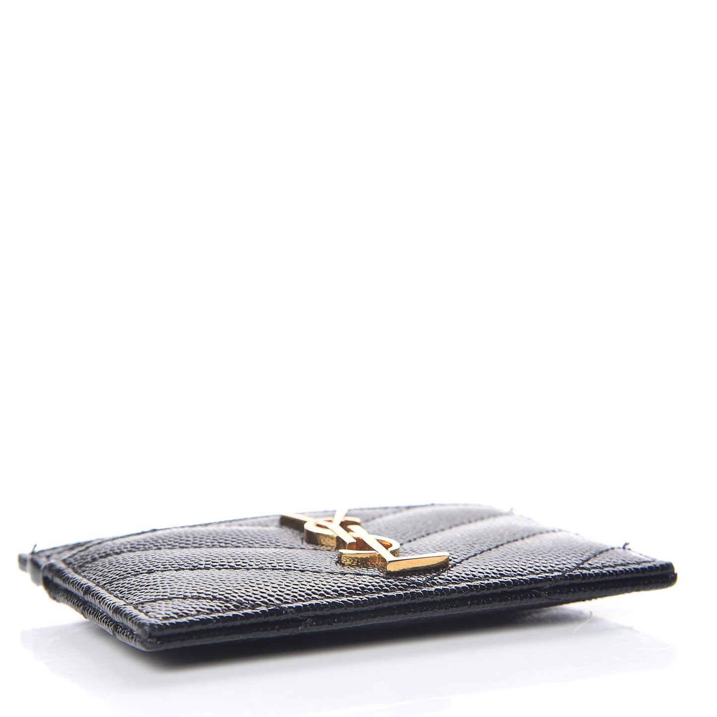 Grain De Poudre Matelasse Chevron Monogram Credit Card Case Black