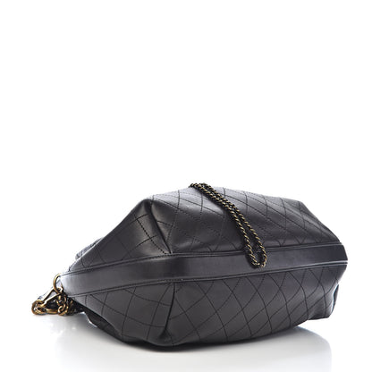 Chanel Calfskin Stitched Medium Drawstring CC Bag Black 3 of 9