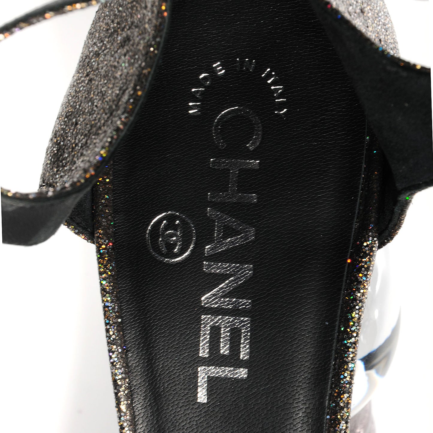 Sequined Goatskin Light Bulb Heels 39 Black