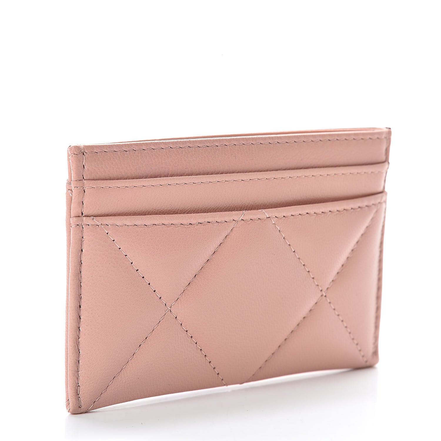 Chanel Shiny Goatskin Quilted Chanel 19 Card Holder Light Pink 3 of 9
