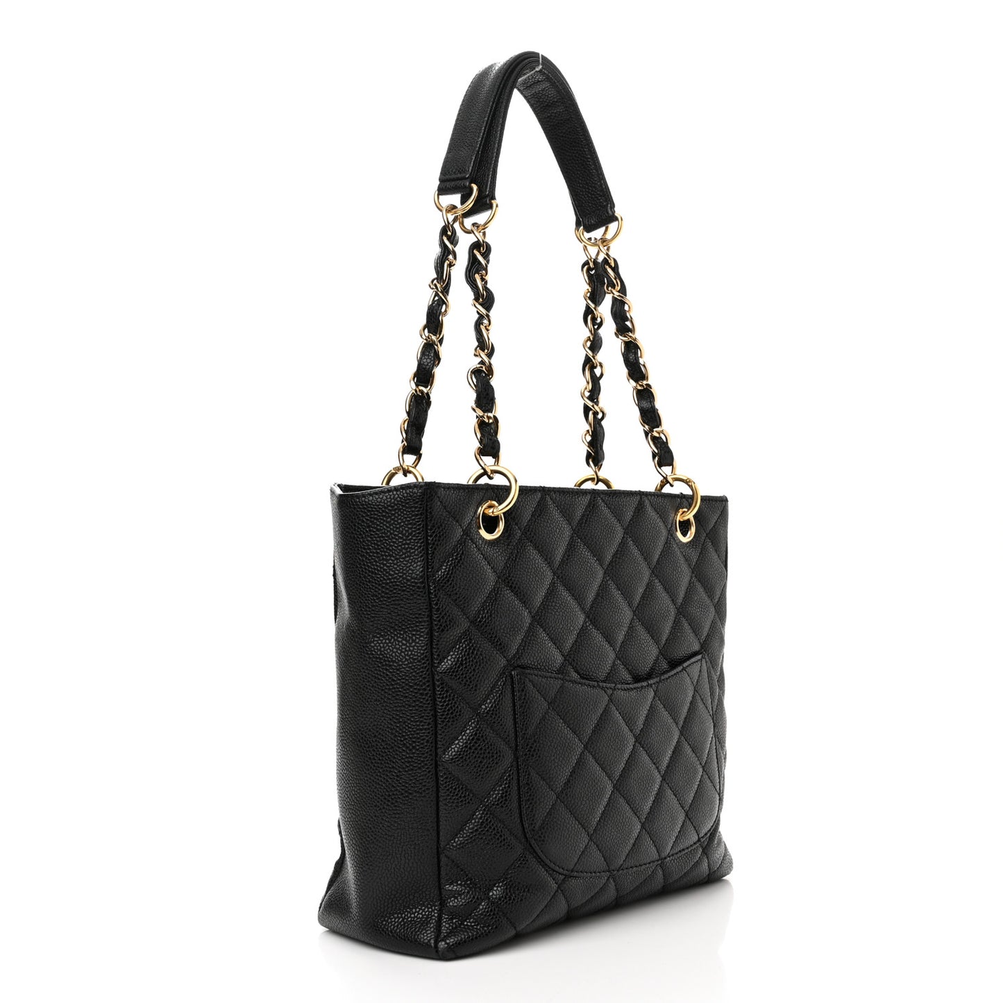 Caviar Quilted Petit Shopping Tote PST Black