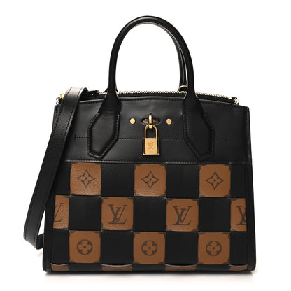 Louis Vuitton Calfskin Monogram Damier Tressage City Steamer PM Black 1 of 9