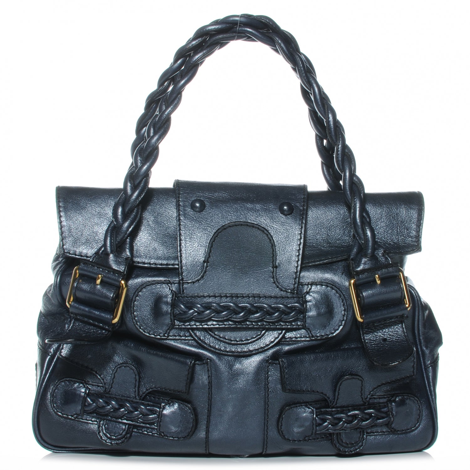 Valentino Garavani Leather Large Histoire Metallic 1 of 9