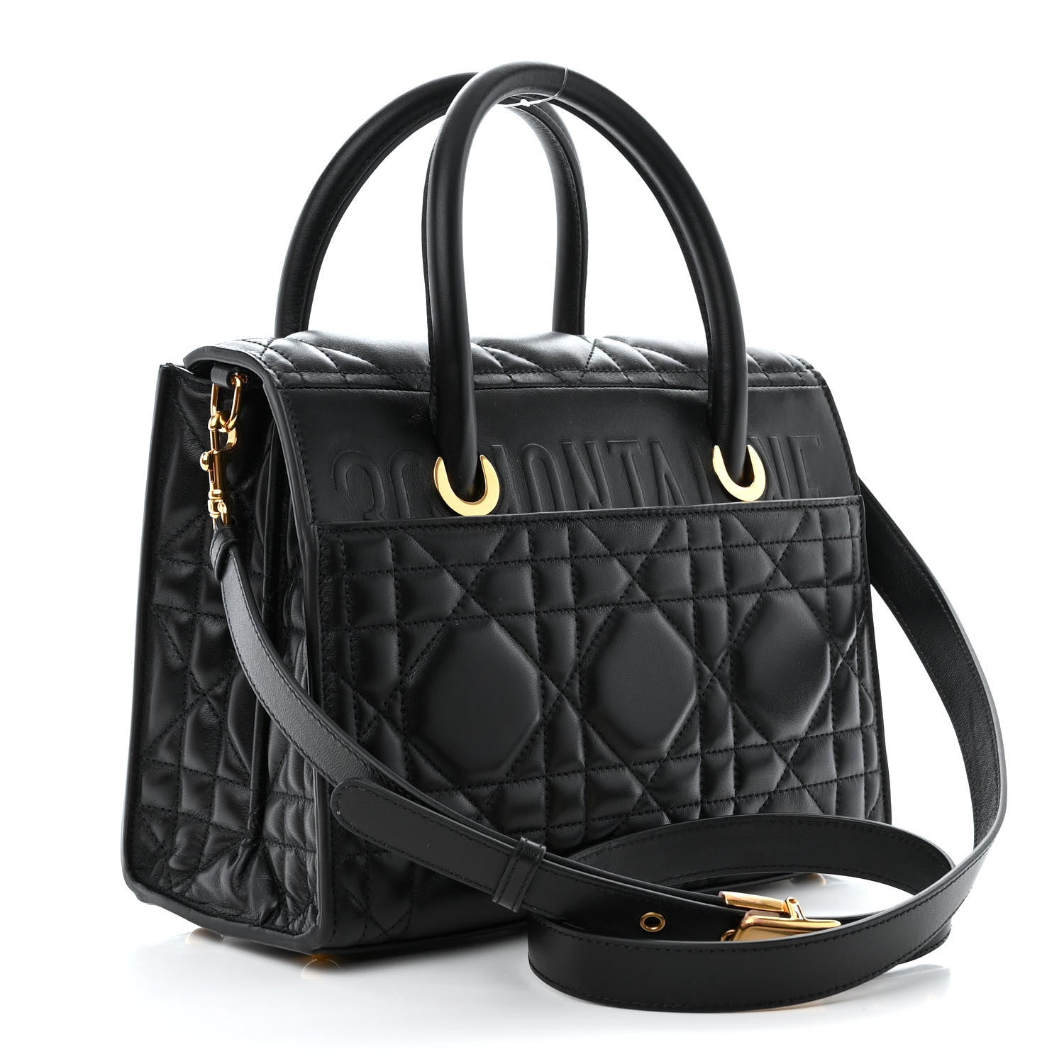 Christian Dior Calfskin Macrocannage Medium St. Honore Tote Black 3 of 13