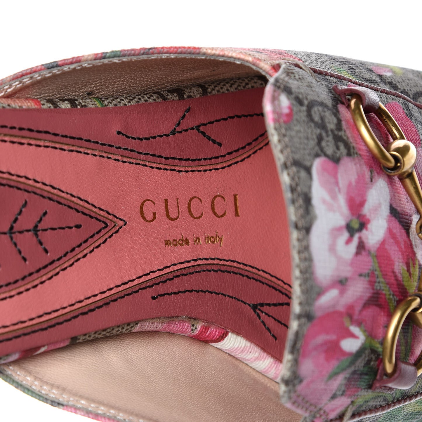 GG Supreme Monogram Blooms Womens Princetown Slippers 36 Beige Multicolor Dry Rose