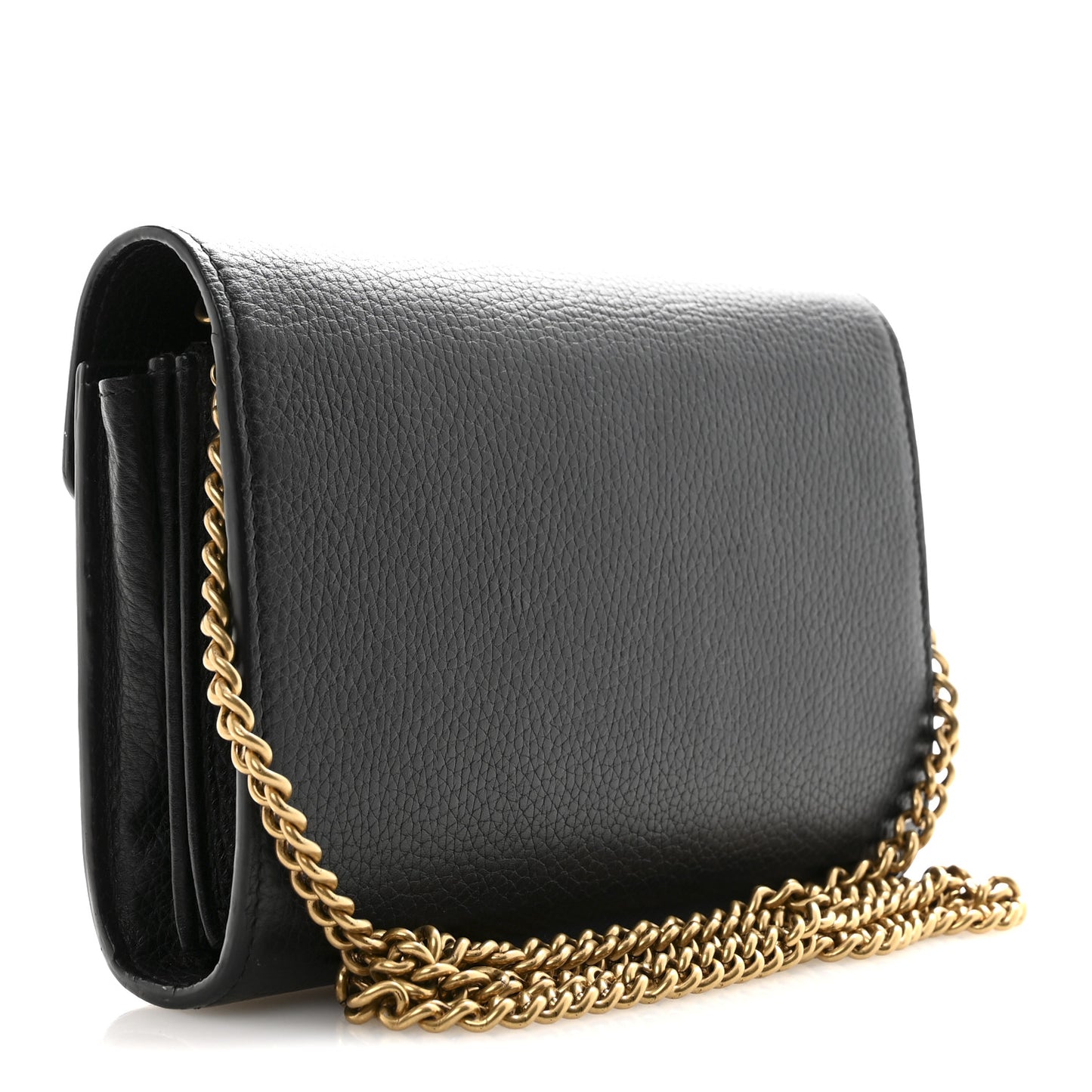 Calfskin GG Marmont Chain Wallet Black