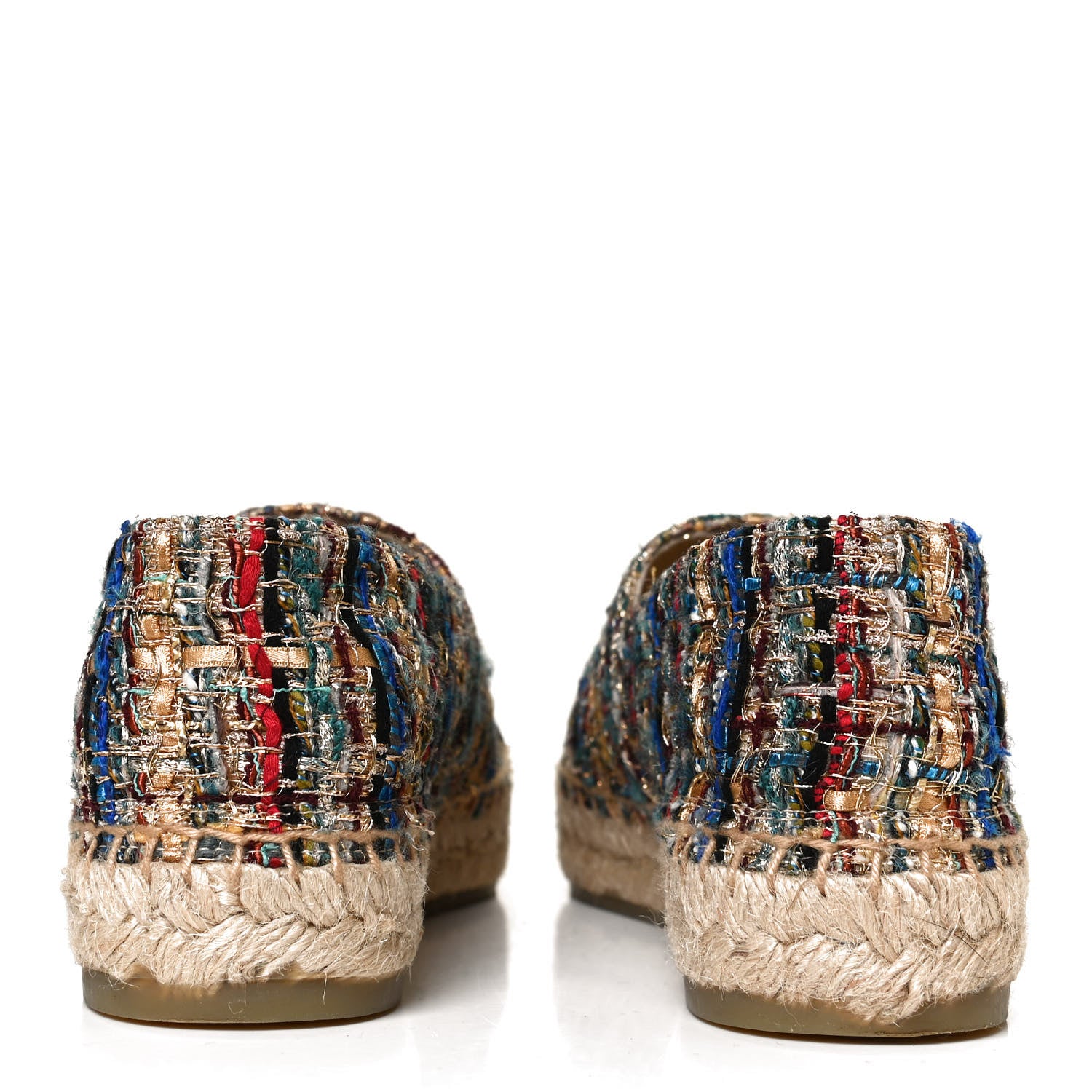 Chanel Tweed Grosgrain CC Espadrilles 36 Multicolor Black 6 of 12