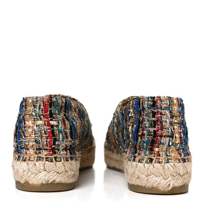 Chanel Tweed Grosgrain CC Espadrilles 36 Multicolor Black 6 of 12