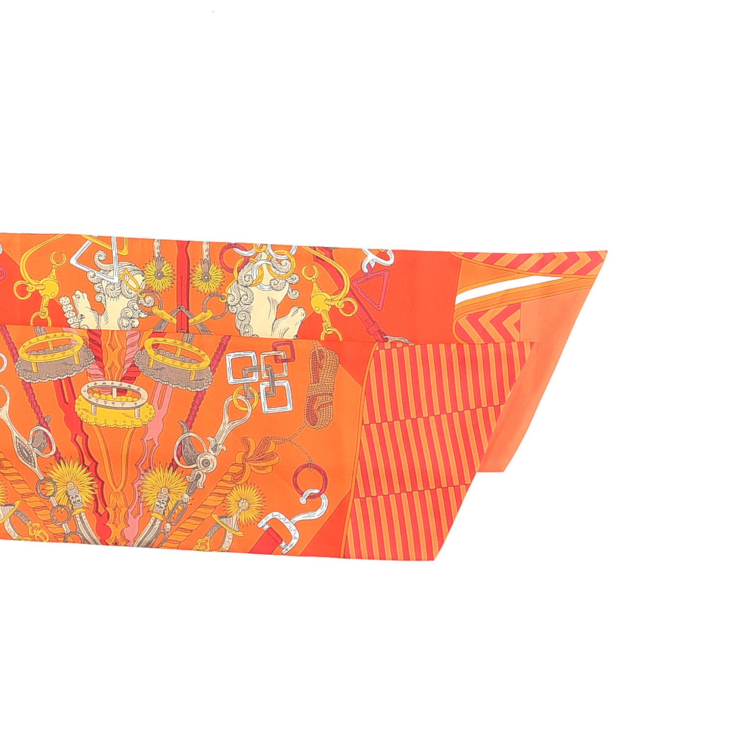 Hermes Silk Bouquets Selliers Maxi Twilly Orange Rouge Vieil Or 3 of 5
